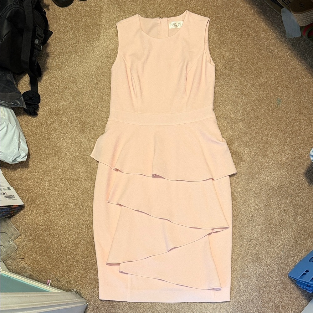 Eliza J Blush Layered Midi Dress size 6 - Picture 3 of 8